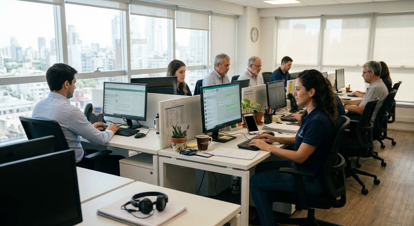Equipo de All Sales trabajando en la oficina